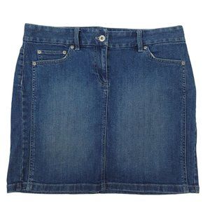 Ann Taylor Denim Mini Skirt Womens Size 6 Blue Dark Wash Pockets